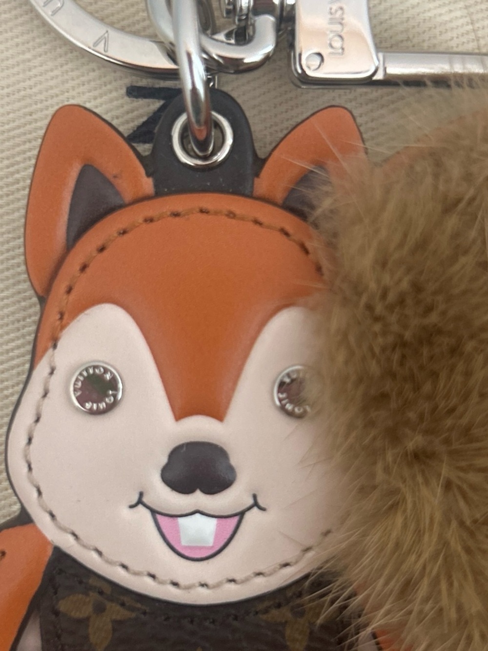🦊MINT NEW Louis Vuitton Fox Keychain with Fur Tail - Brown/Gold - Picture 3 of 8